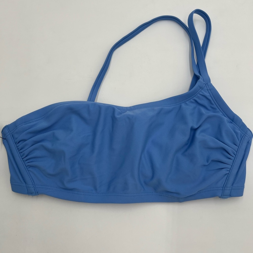 Shade & Shore Blue One Shoulder Ruched Underwire Bikini Top‎ 34D NWT